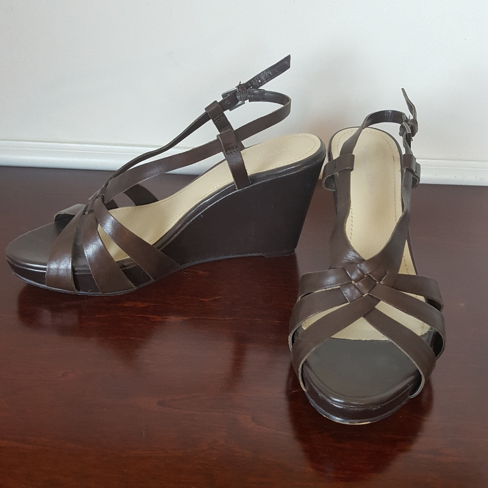 Franco Fortini Brown Strappy Wedge Heel Sandals